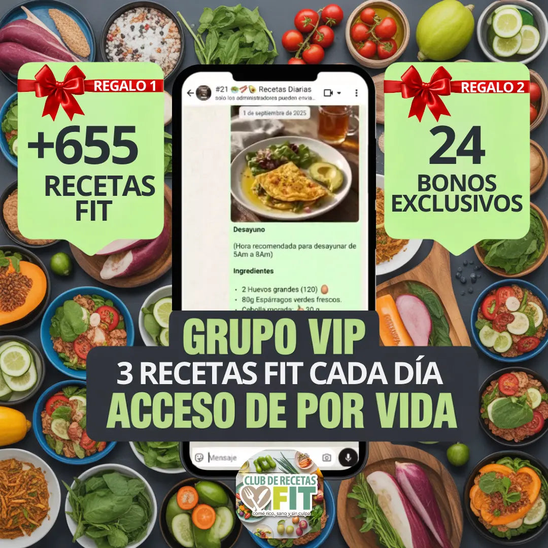 Club de Recetas Fit + 24 BONOS PREMIUM | Recibe recetas nuevas cada día por WhatsApp